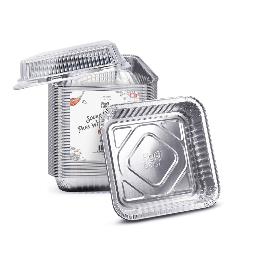 9 Square Disposable Foil Cake Pan with Clear Dome Lid #1100P