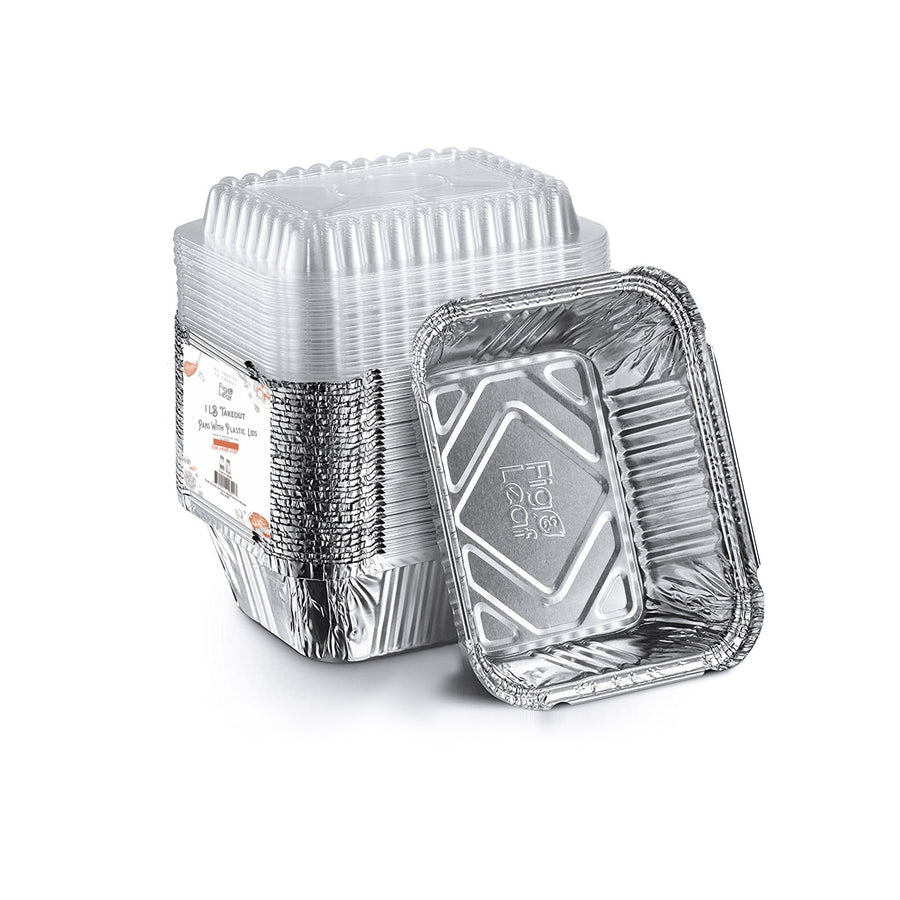 1-LB Takeout Pans with Plastic Dome Lids l Small 5.6